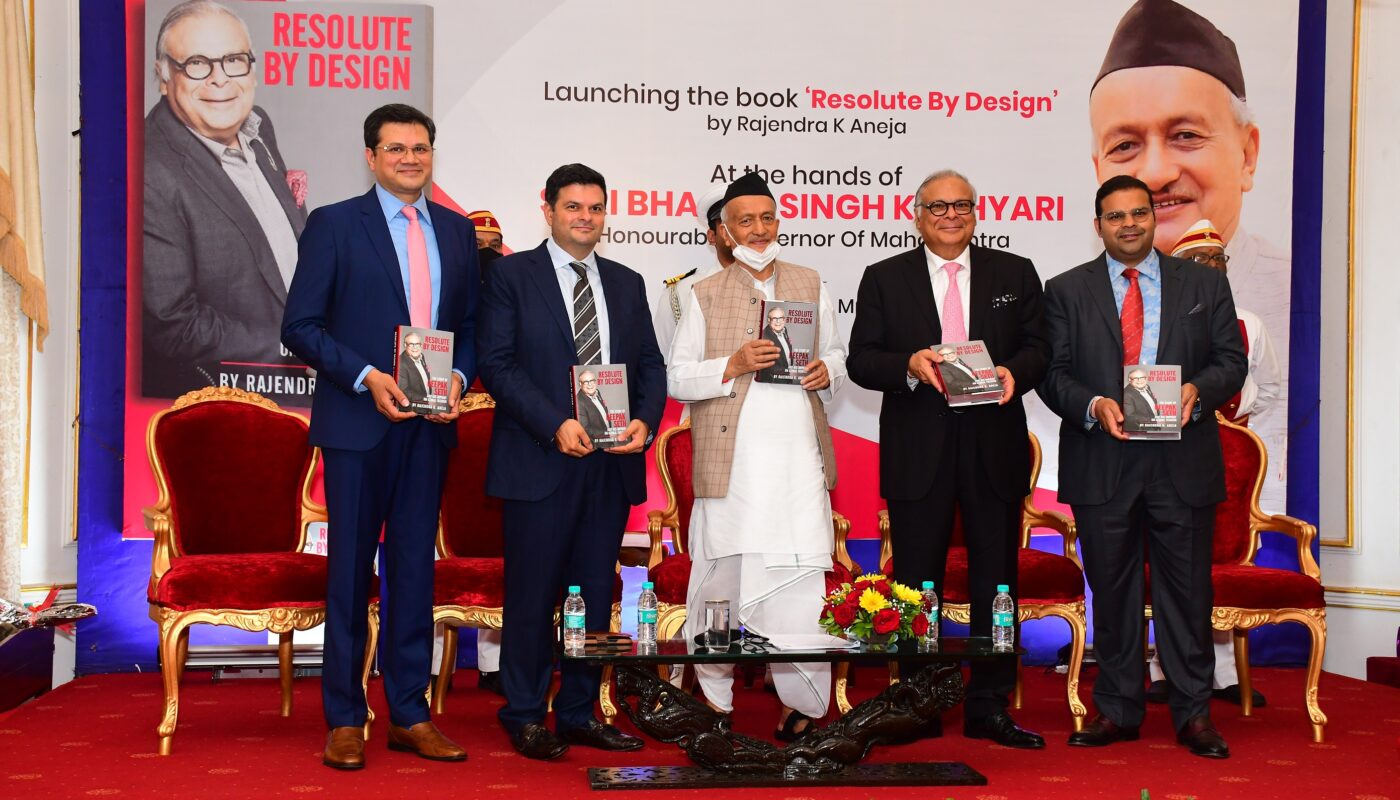 Hon. Governor of Maharashtra Shri. Bhagat Singh Koshyari unveils the book on Deepak Seth, Chairman of PDS Limited – ‘Resolute By Design’
