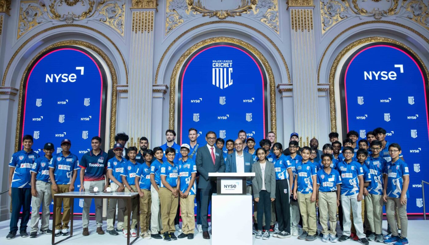 MAJOR LEAGUE CRICKET STARS AND CO-FOUNDERS RING NYSE CLOSING BELL TO CELEBRATE LAUNCH OF AMERICA’S NEW PROFESSIONAL CRICKET LEAGUE