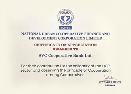 SVC Bank Honoured by Union Minister Shri. Amit Shah for NUCFDC Contribution
