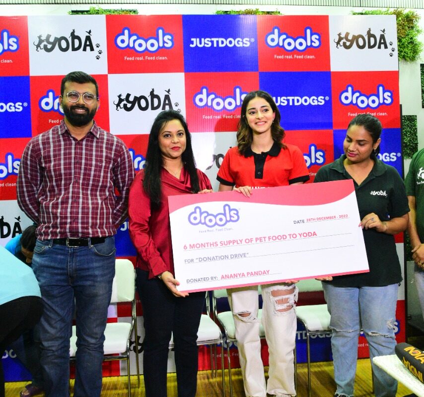 India’s leading pet food brand Drools in collaboration with Ananya Pandey and JUSTDOGS hosts a food donation drive for community animals